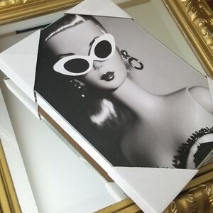 ❗Barbie Blonde Retro Ponytail Doll with Black White Swimsuit Wall Art❗